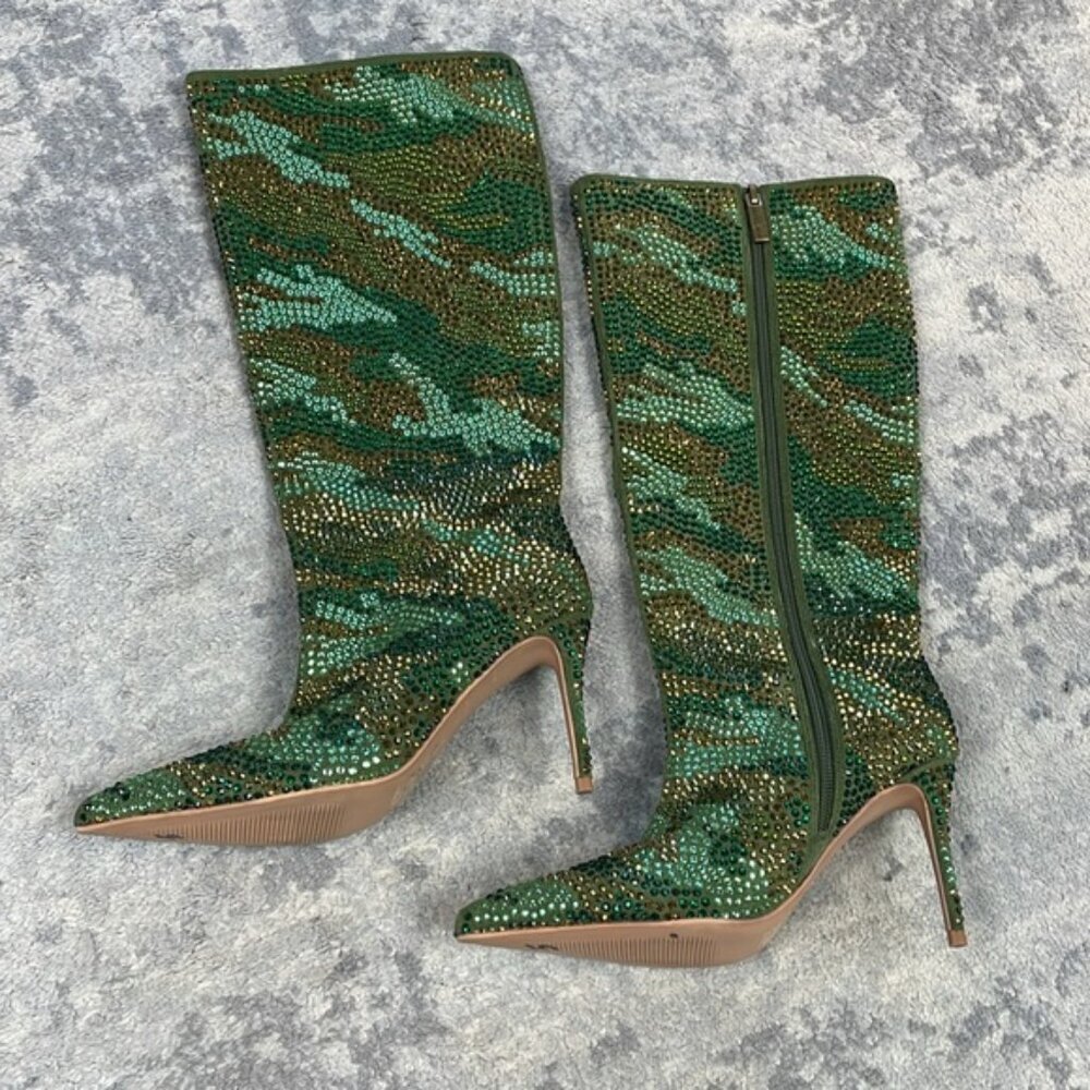 New Kurt Geiger Belgravia Pointed Toe Boot Rhinestone Crystal Camo Stiletto 36 - Picture 4 of 9